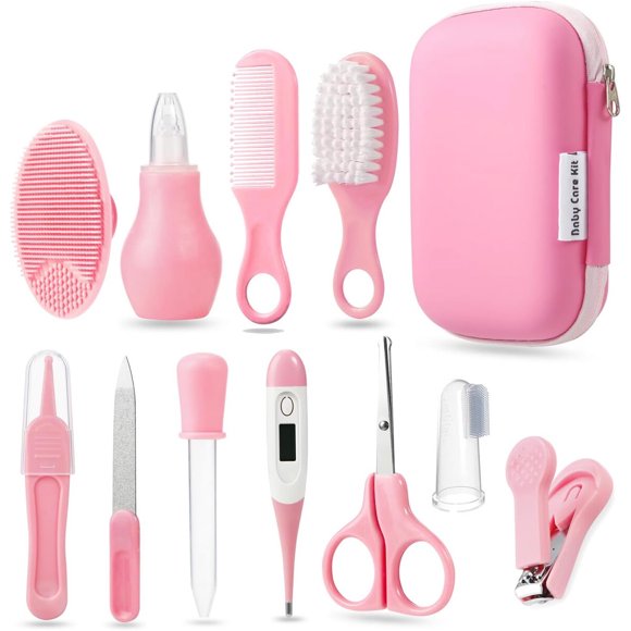 Kit Cuidado Bebé 12 En 1 Rosa Con Estuche