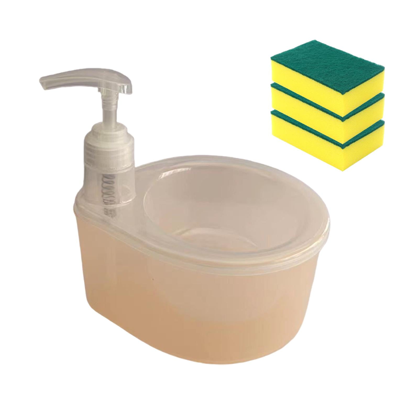 Magideal - Dispensador De Jabón De Cocina, Apto Para Lavavajillas, Prácticos Utensilios De Cocina Y 3 Esponjas, Dispensador Con Bomba De Jabón Para El Hogar Y La Naranja