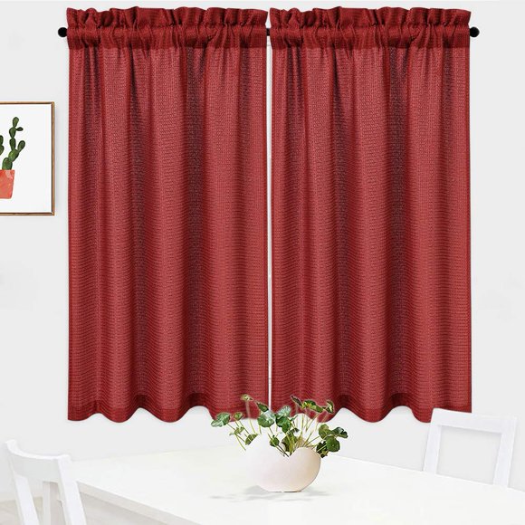 Cortina NANAN Tejido Gofre Burdeos 76 × 114 cm Juego de 2
