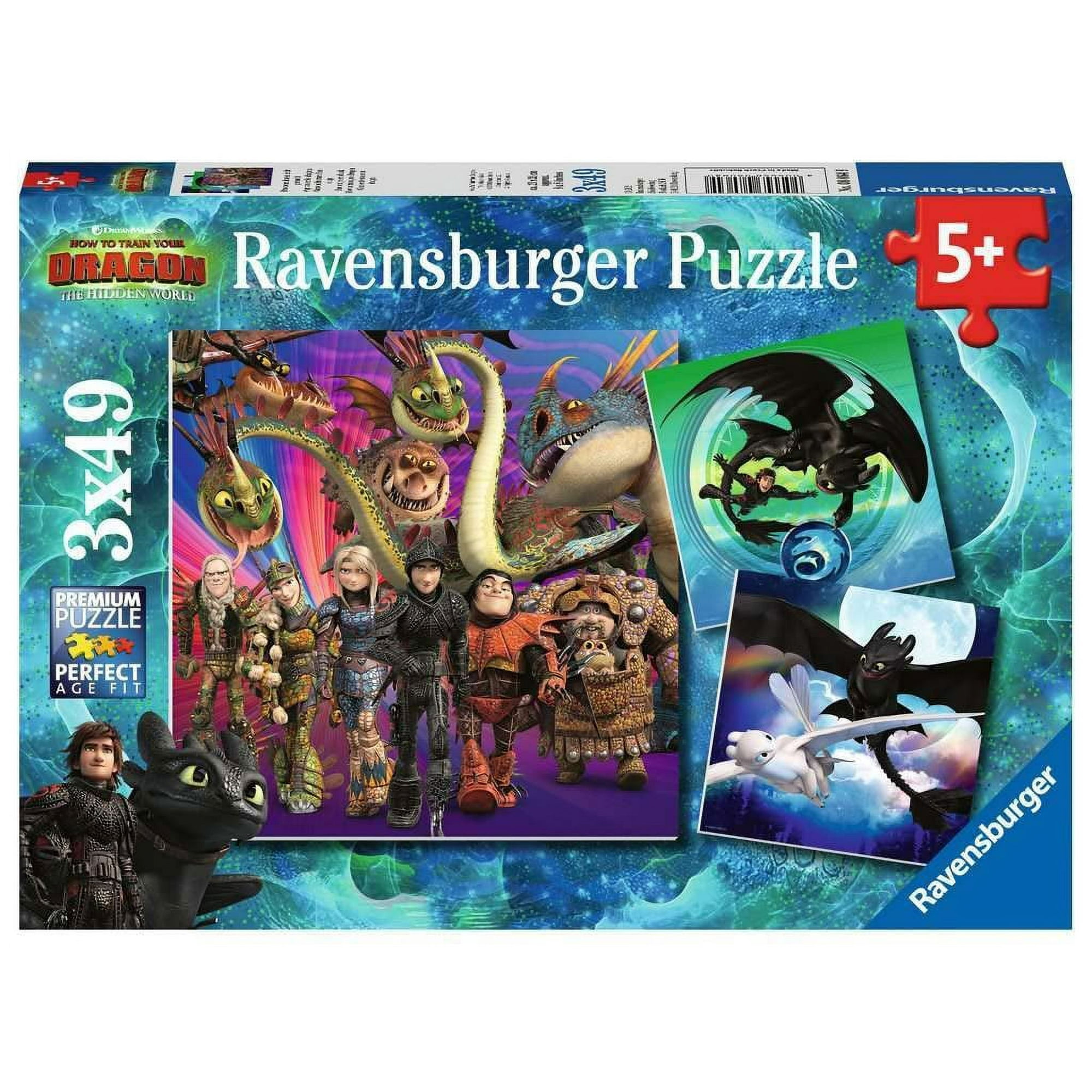 Rompecabezas Ravensburger Cómo Entrenar A Tu Dragón 3, 3 X 49 Piezas