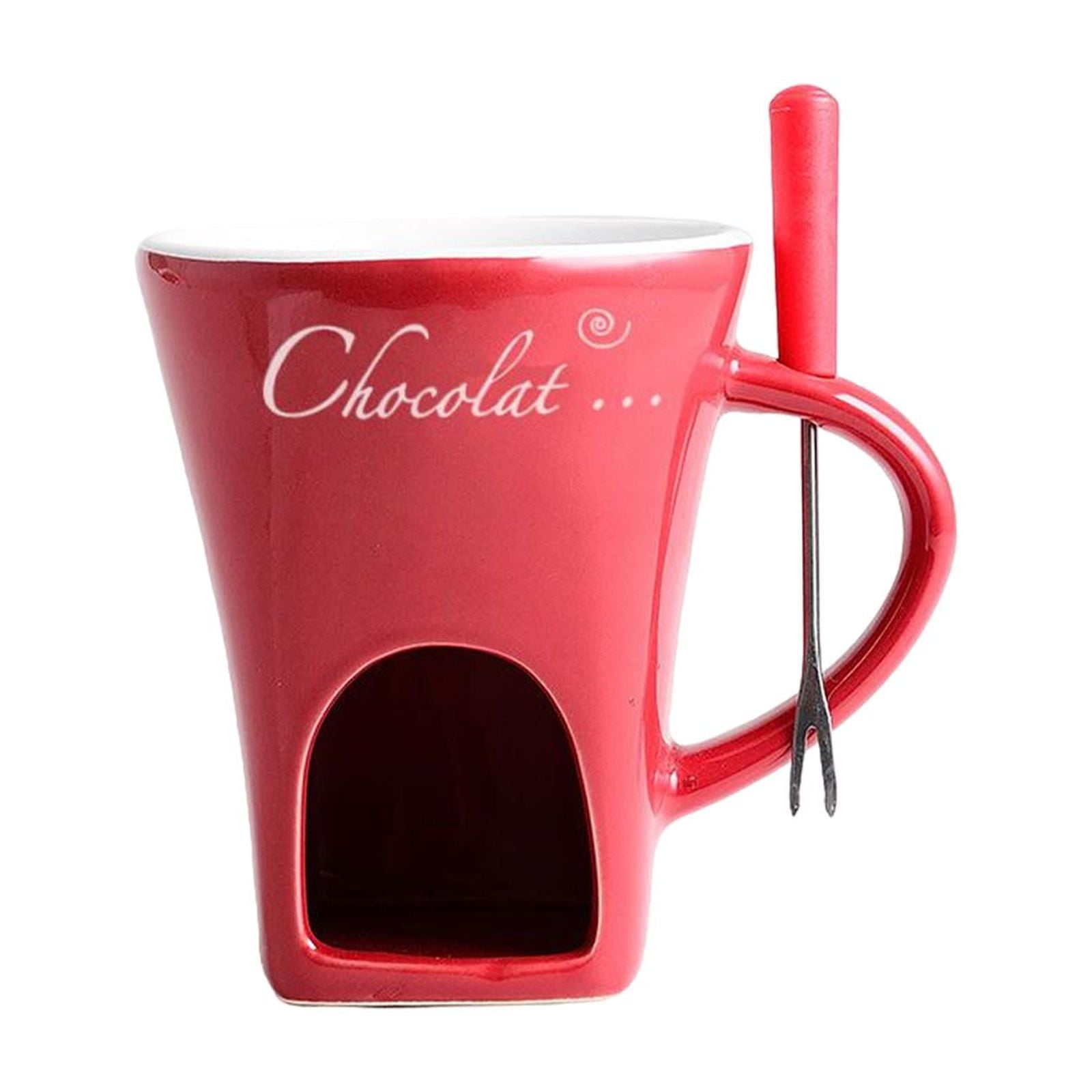 Magideal - Taza Para Fondue Con Tenedor, Olla Para Derretir , Taza Para Derretir Chocolate, Taza Para Calentar Fondue, Taza Para Refrigerio, Calentado , Rojo
