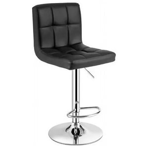 Genérico - Silla Piso Bar Taburete Respaldo Ecocuero Regulable Negro