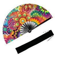 Ventilador De Mano Plegable Ykuzlx Uv Glow, Grande, 33 Cm, Con Forma De Sol