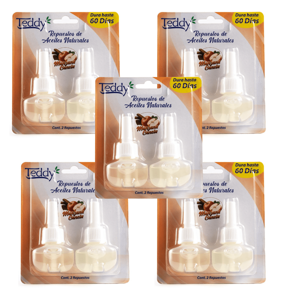 Teddy - Desodorante Ambiental Repuesto Aromatizante Enchufe Aroma Manzana Canela Pack 10 Unidades