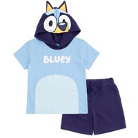 Conjunto De Camiseta Bluey Con Capucha Y Pantalones Cortos 5T Para Niños Pequeños