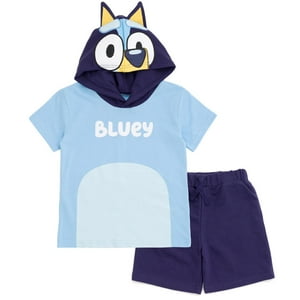 Conjunto De Camiseta Bluey Con Capucha Y Pantalones Cortos 5T Para Niños Pequeños