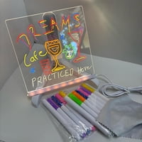 Genérico - Pizarra Acrílica Luminiscente Diy De 15 X 15 Cm Con Rotuladores De Colores Y Luz Led