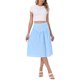 thumbnail image 2 of INSPIRE CHIC Falda de Cuadros para Mujeres Verano Retro Cintura Alta por Debajo de la Rodilla Faldas Acampanadas XS Azul Claro, 2 of 6