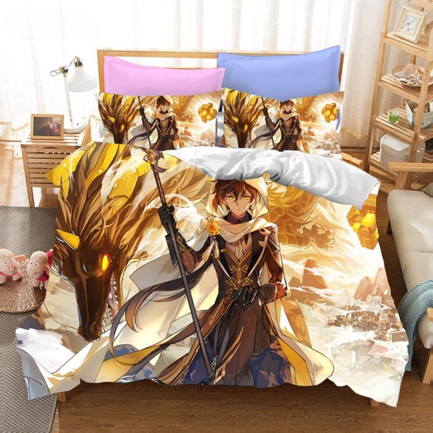 Fashion Game Genshin Impact Bedding Sets Duvet Cover Set 2_3 Pieces Boys Adults Single Full Size Bed Linen Bed Sheets