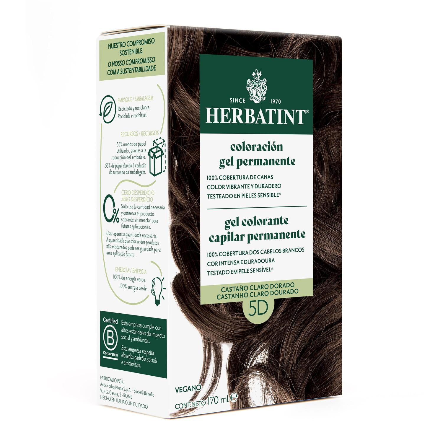 Herbatint - 5d Castaño Claro Dorado - Tintura Permanente Natural