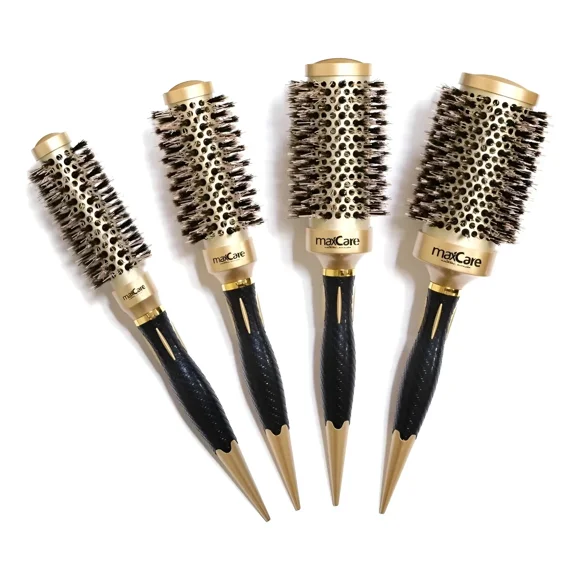 Max Care 4 Cepillos Termicos Para Secado Cabello Dorados