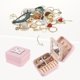 thumbnail image 2 of Caja de joyería de viaje REGALWOVEN con espejo, mini organizador de joyas portátil de cuero PU, estuche de almacenamiento y exhibición, color rosa K, 2 of 7