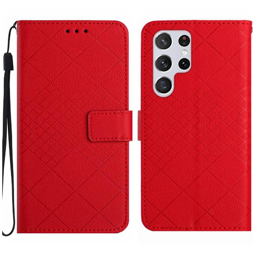 Foxdock - Funda Tipo Cartera Para Samsung Galaxy S24 Ultra Con Soporte Y Correa, Interior Tpu Antirrayas Rojo
