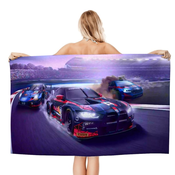 Auto de Carrera Toalla de playa de secado rápido con diseño temático, regalo para mujeres y niñas, ideal para cumpleaños, fans, amantes de la música, uso en la playa o al aire libre, 78 × 150 cm