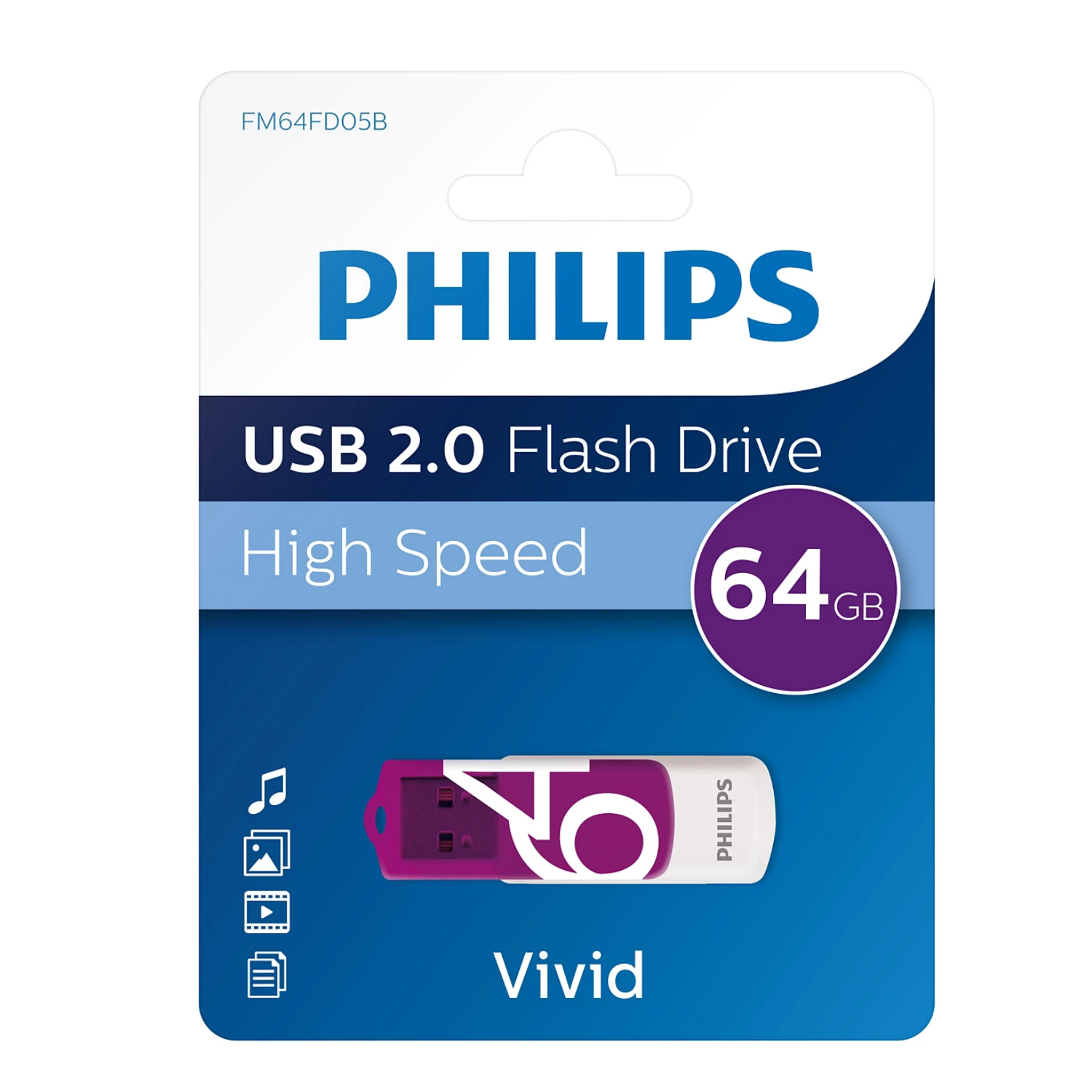 Pendrive 64Gb Philips Vivid Fm64Fd05B - Ps