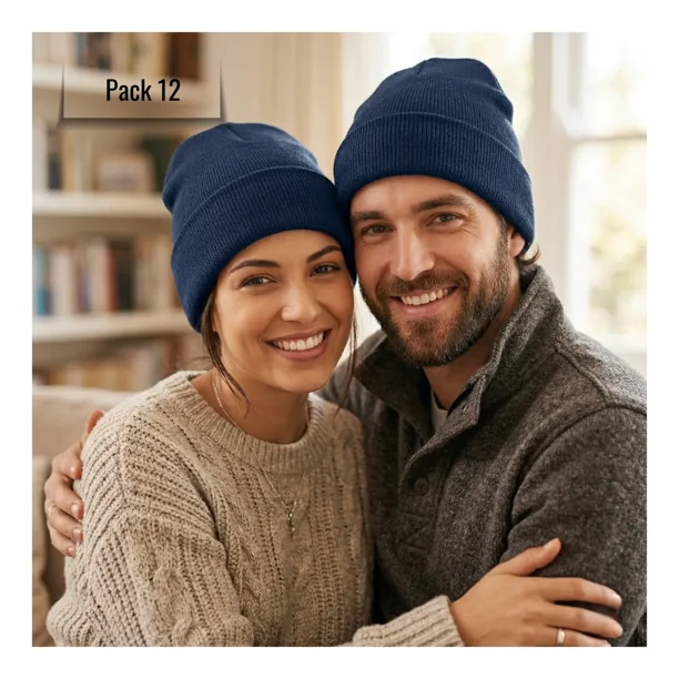 Pack 12 Gorros De Lana Con Doblez Adulto