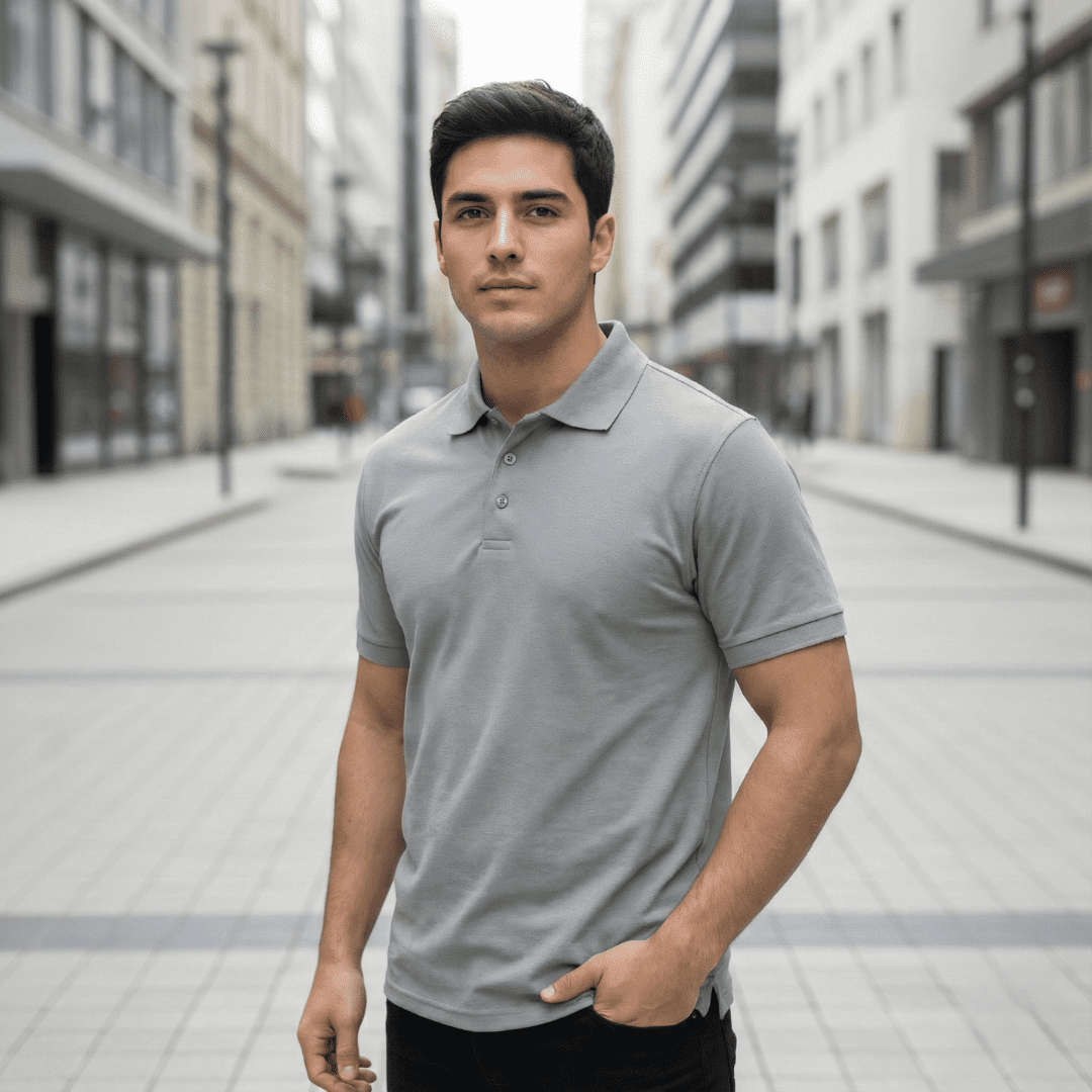 T-world - Polera Polo Outdoor Dryfresh Smooth Uv Hombre Manga Corta Gris Melange