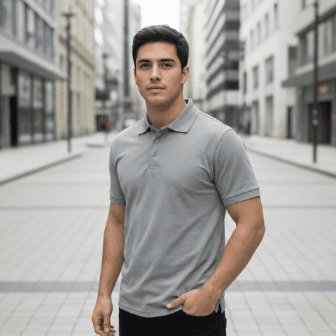 T-World - Polera Polo Outdoor Dryfresh Smooth Uv Hombre Manga Corta Gris Melange