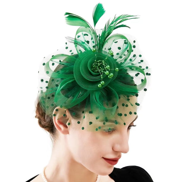 Elegant Fascinators Hat for Women - Perfect for Tea Parties, Kentucky Derby, Weddings, and Cocktail Parties - Features Mesh, Feathers, and Flower Decorations