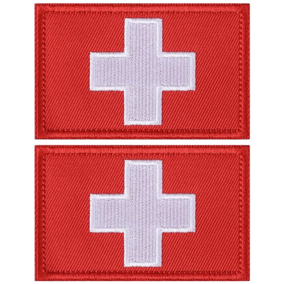 Parche de tela LIVANS 8 × 5 cm Cruz médica – Pack de 2