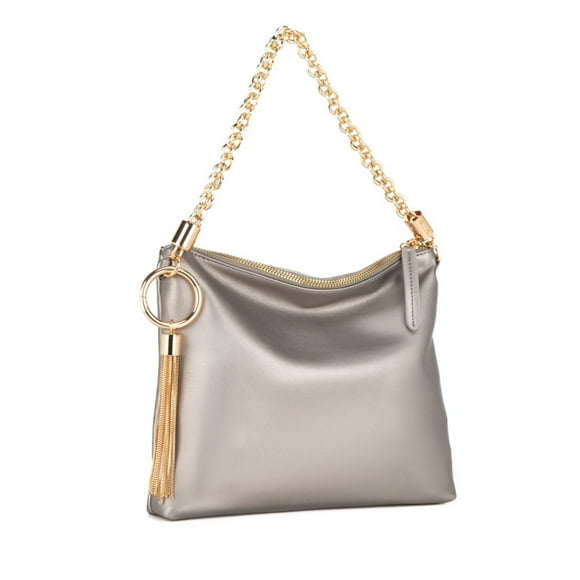 Bolso de Hombro para Mujer, MKF Collection, Bolso de Mano Versátil de Cuero Vegano, Elegante y Funcional - Brigitte - Peltre