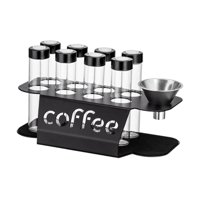 Magideal - Almacenamiento De Granos De Café Monodosis, Bodega De Granos De Espresso, Expositor Y Viales De Vidrio Con Embudo, 8 Tubos Para Mostrador, Cafetería M