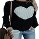 thumbnail image 2 of Suéteres de mujer con corazón en la parte delantera, cuello redondo, manga larga, suéter de punto, 2 of 7
