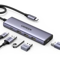 Ugreen - Multipuerto Usb-C / 1Hdmi 4K60Hz + 3Usb 3.0 + Inusb-C Pd Cm511