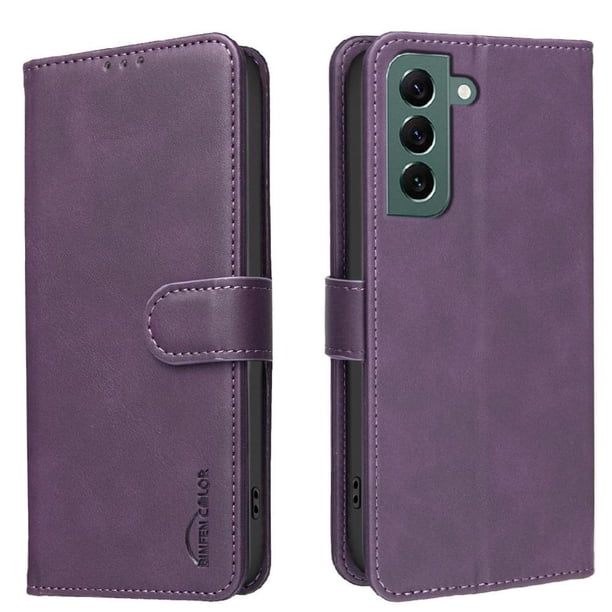 Funda Billetera para Samsung Galaxy S22 Protección RFID y Soporte Ajustable Morado