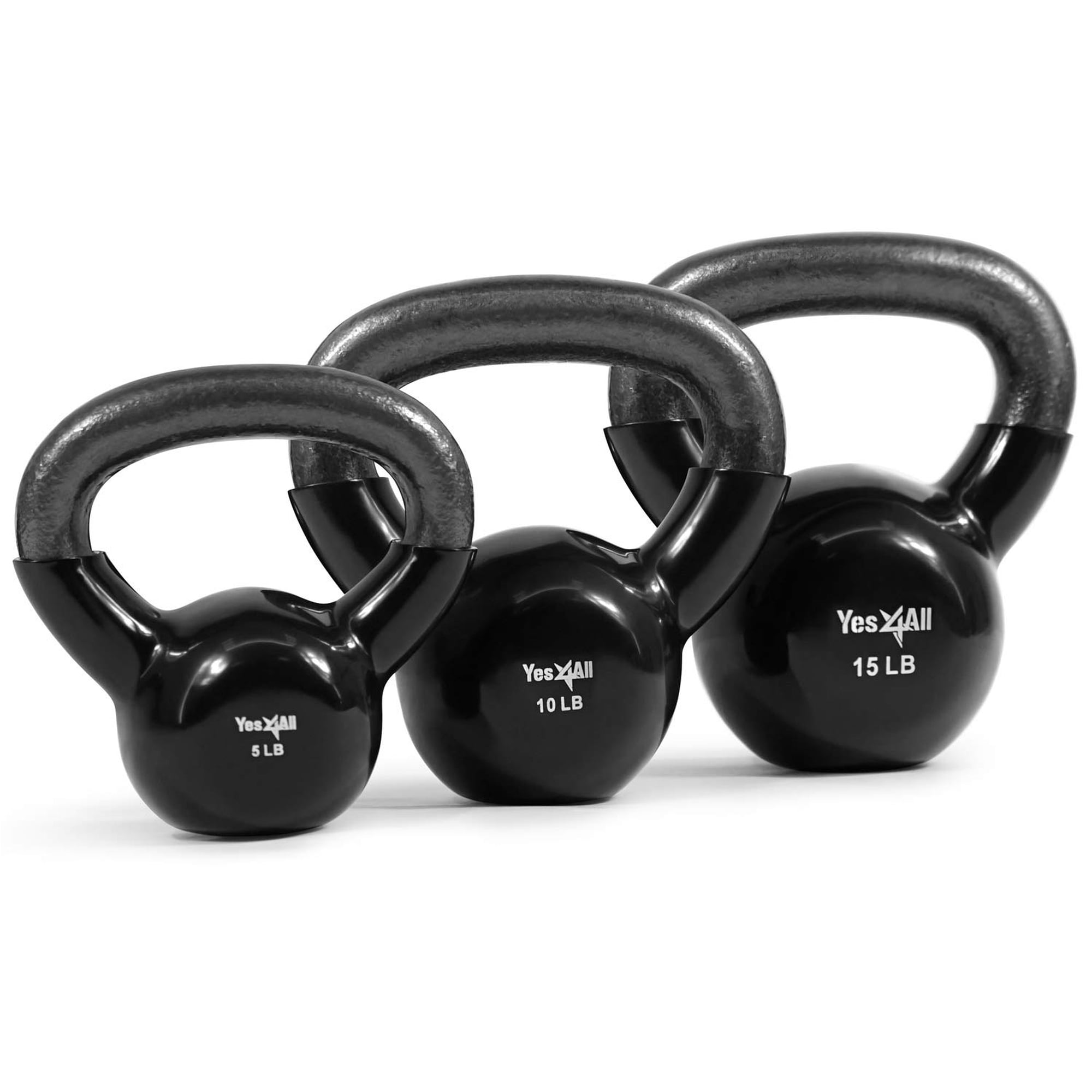 Set De Pesas Rusas Yes4all De Hierro Fundido Con Revestimiento De Vinilo 2.3 4.5 6.8 Kg