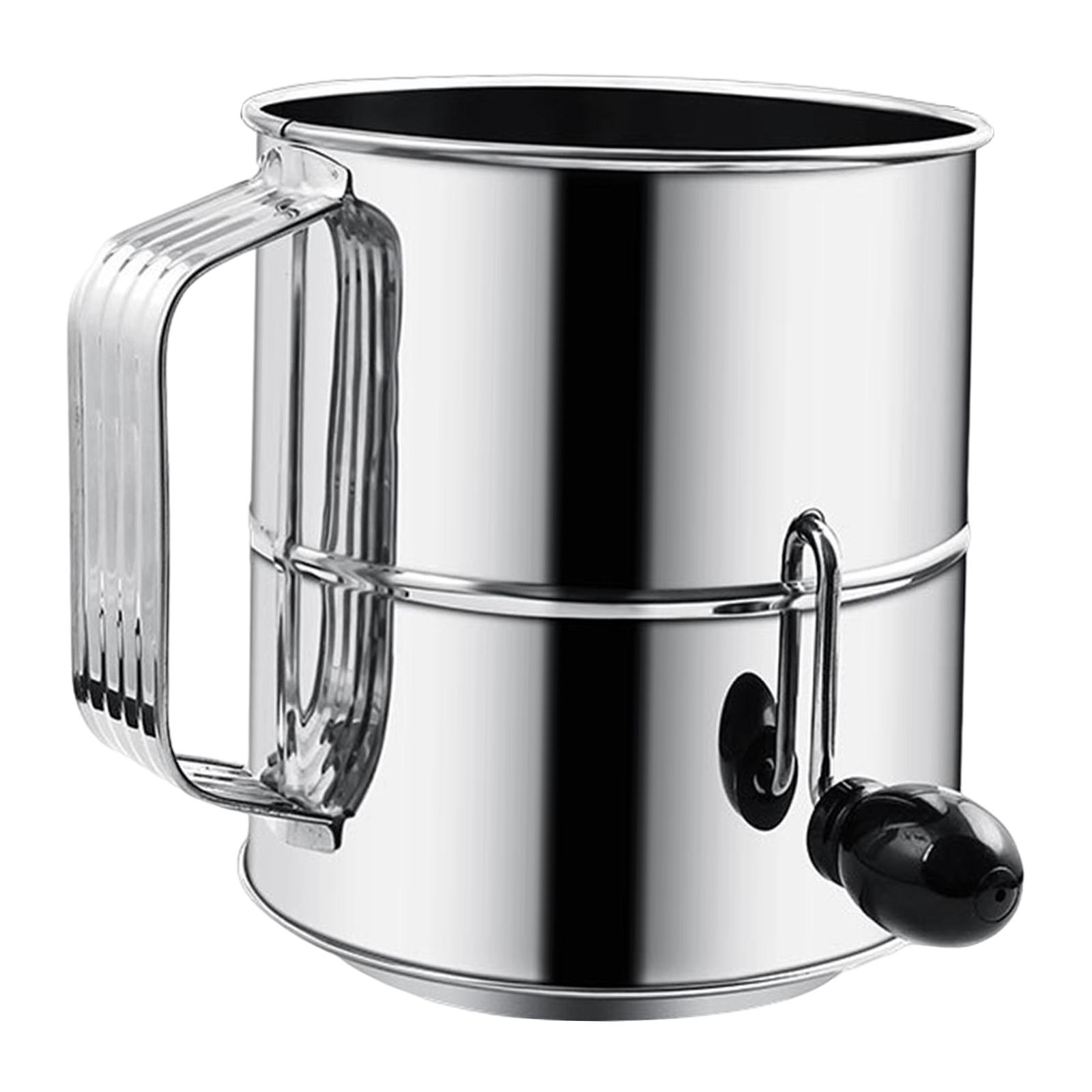 Magideal - Colador De Azúcar Para Hornear De Acero Inoxidable, Colador De Malla De Mano Giratoria, Colador Para Hornear, Taza Para Pasteles, Ma 8 Tazas