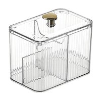 Magideal - Bote De Almacenamiento De Herramientas De Maquillaje A Prueba De Polvo Soporte De Almohadilla De Bola De Hisopo De Maquillaje Organizador De Cosmético , Claro