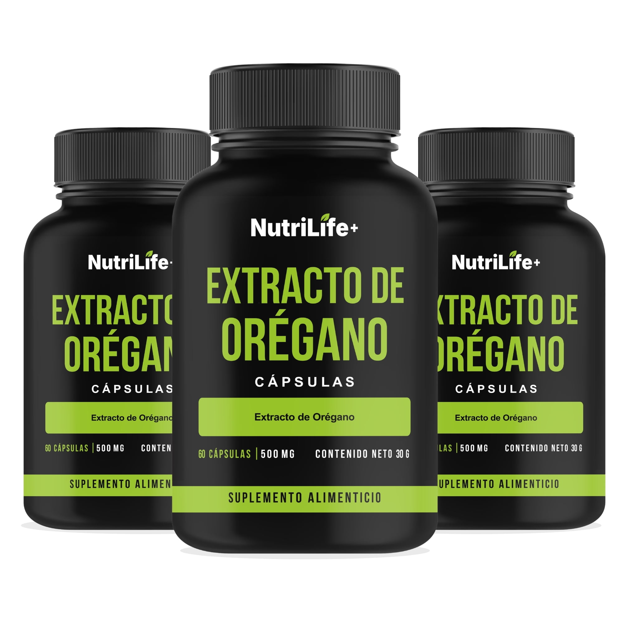 Pack 3 Extracto De Orégano 500mg Nutrilife+ 180 Capsulas Sin Sabor