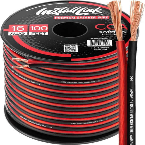 Install Link Cable para parlantes calibre 16 AWG, 100 pies, para automóvil o hogar