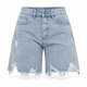 thumbnail image 2 of Short Jeans Tiro Alto Mujer Desflecado celeste M, 2 of 3