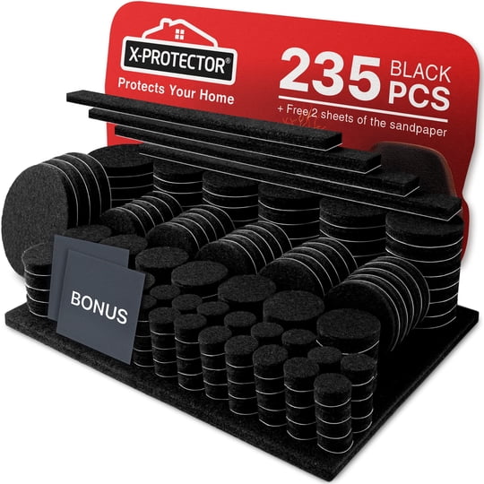 X Protector - Protectores Para El Suelo 235 Almohadillas De Fieltro Negras
