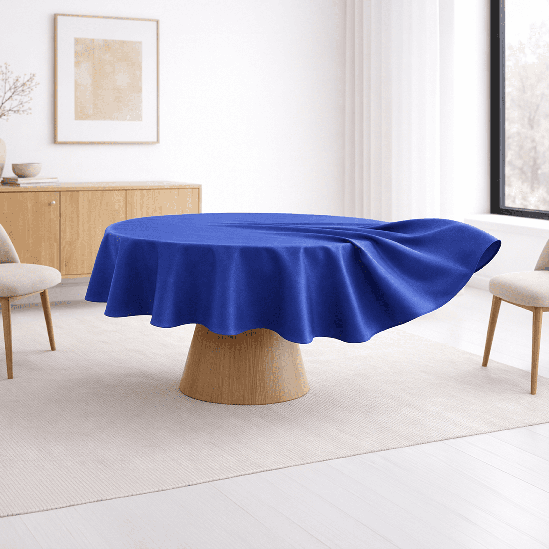 Aura Zeus - Mantel De Mesa Redondo Tela Hule Antimancha Impermeable Azul Az