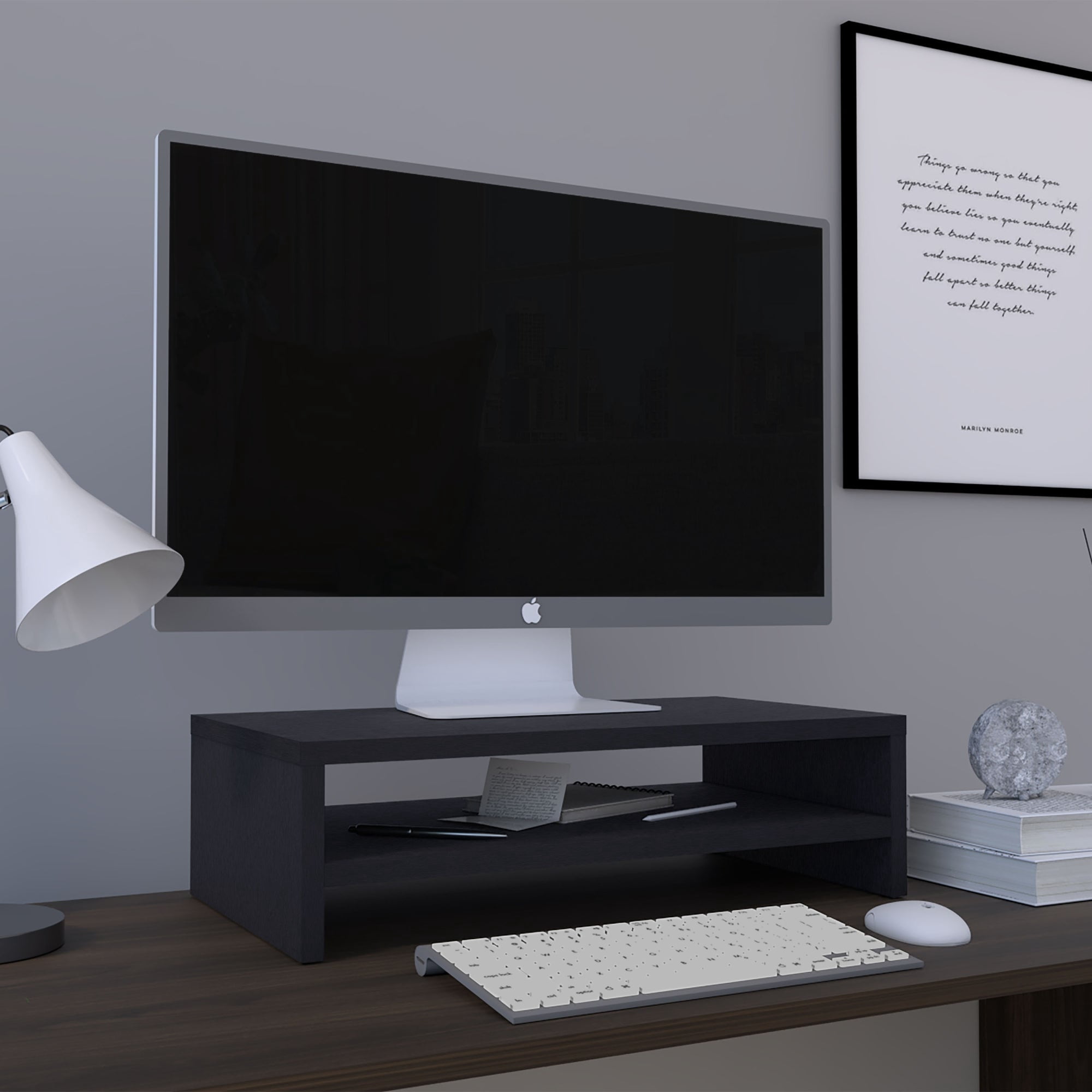 Tuhome - Base Soporte Para Monitor Wengue 1 Repisa