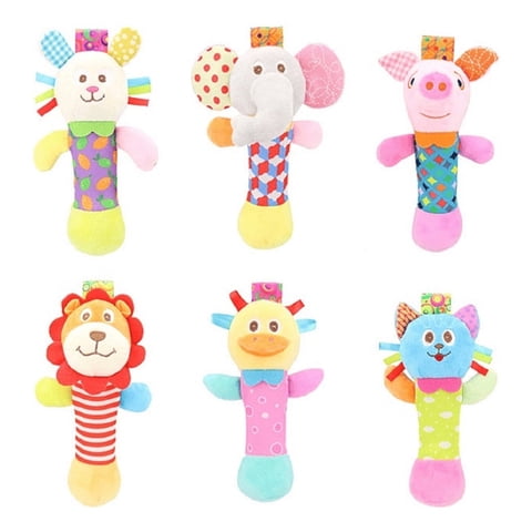 Genérico - Set 2 Sonajero Mano Felpa Diversión Sensorial Bebe Lau