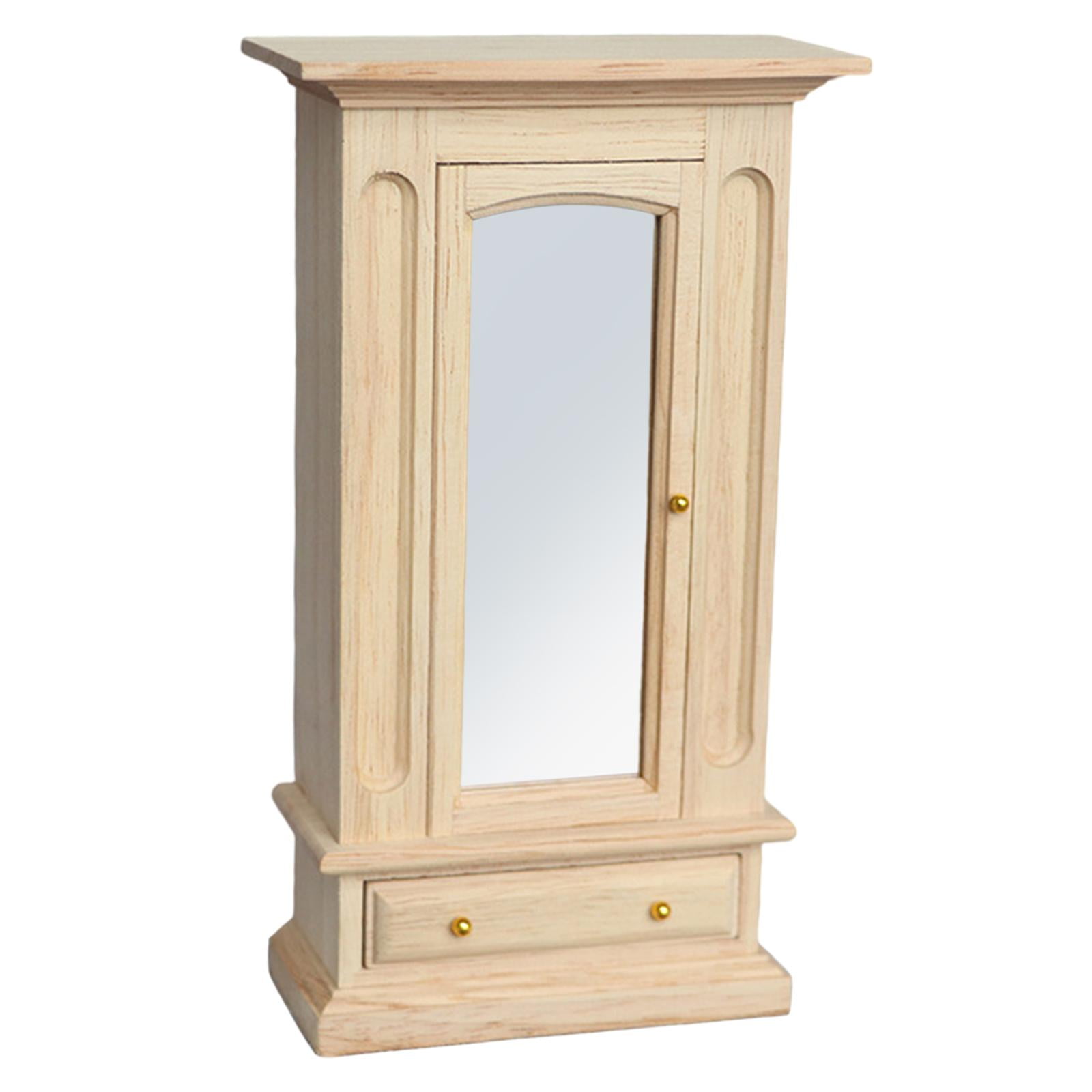 Magideal - Armario En Miniatura De Para Casa De 1:12 Con Barra De Ropa Colgante, Armario Con Espejo Para Muebles De , Accesorio De