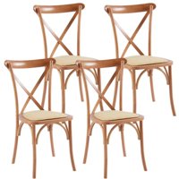 Pandalino - Pack 4 Silla Crossback Madera & Rattan | Natural