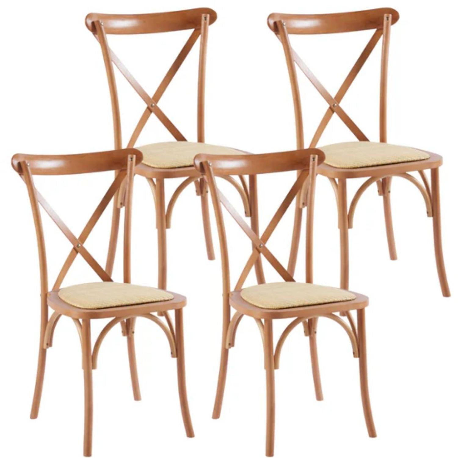 Pandalino - Pack 4 Silla Crossback Madera & Rattan | Natural