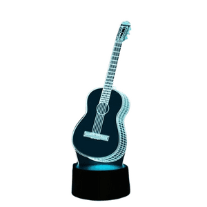 Lelumania - Lampara Ilusion 3D Guitarra Clásica De 7 Colores, Base Touch