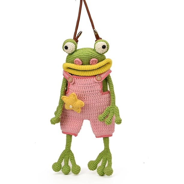 Bolso rana bolso bandolera ganchillo boca grande rana ajustable correa punto móvil monedero mujer