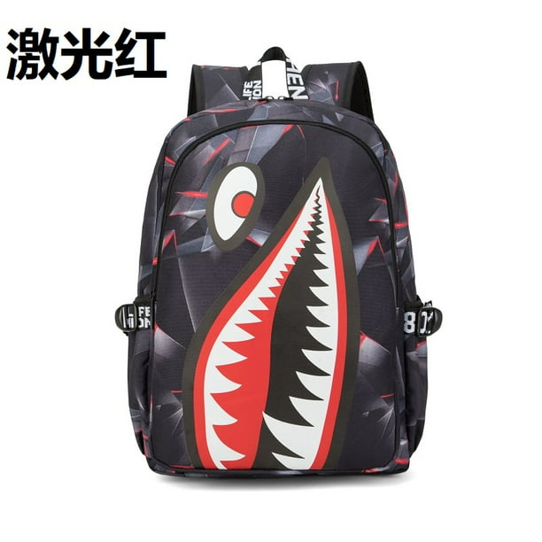 Cool shark mouth prints bagpack boy camouflage college bags unisex schoolbags waterproof backpacks student large capacity bags