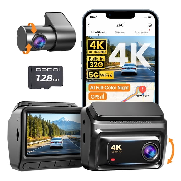 Dash Cam DDPAI Z60 4K frontal y trasera con 32 GB eMMC 128 GB