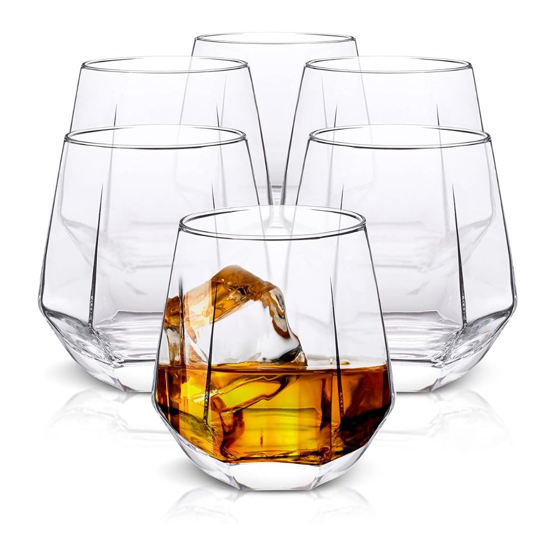 Set 6 Vasos Bajos 300Ml Diamante Whisky Transparente Nórdico