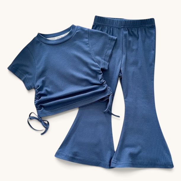Conjunto De Polera + Pantalon De Pata Ancha Para Niñas Primavera Verano