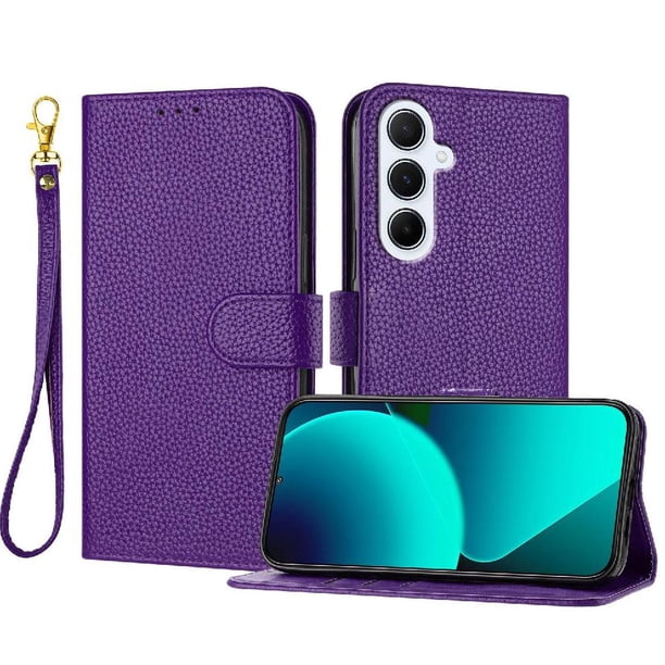 Funda Cartera para Samsung Galaxy A36 5G Tarjetero Soporte Magnético y Correa Morado