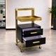 thumbnail image 2 of Carrito Ayudante de Peluquería Profesional con Cajones y Ruedas | Negro y Dorado, 2 of 3